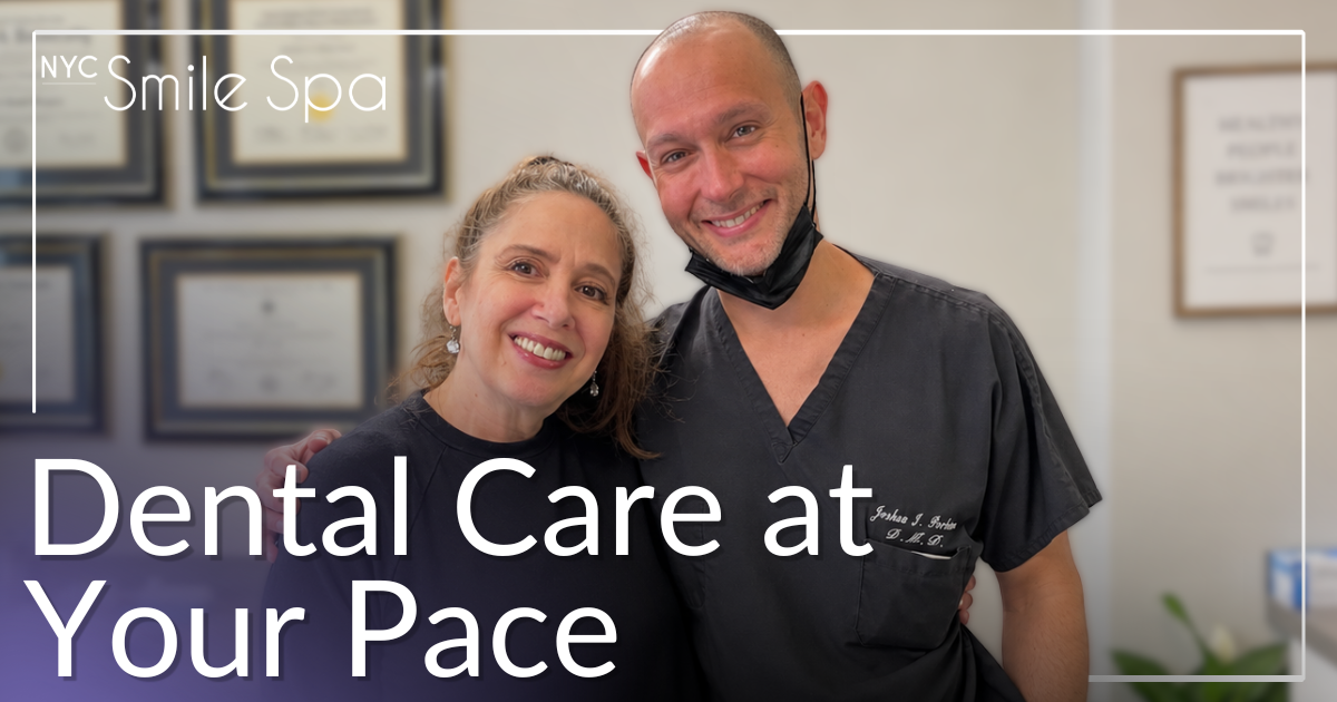 Dental Care at Your Pace Doctor and patient hugging and smiling